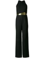 Jay Ahr Gold-tone Waist Detail Jumpsuit, Women's, Size: 34, Black, Wool