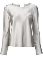 Peter Cohen Metallic (grey) Long Sleeved Blouse, Women's, Size: Xs, Silk