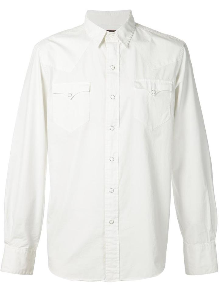 Rrl Western Shirt, Men's, Size: Medium, White, Cotton