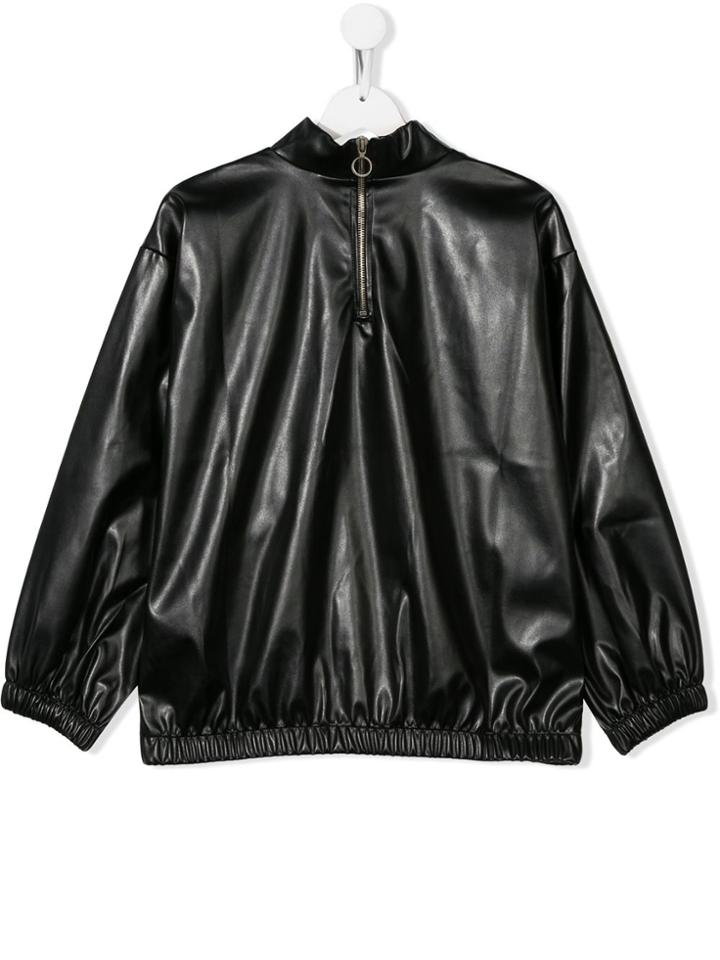 Andorine Teen Faux Leather Sweater - Black