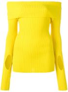 Erika Cavallini Off-shoulders Ribbed Jumper, Women's, Size: Small, Yellow/orange, Cotton