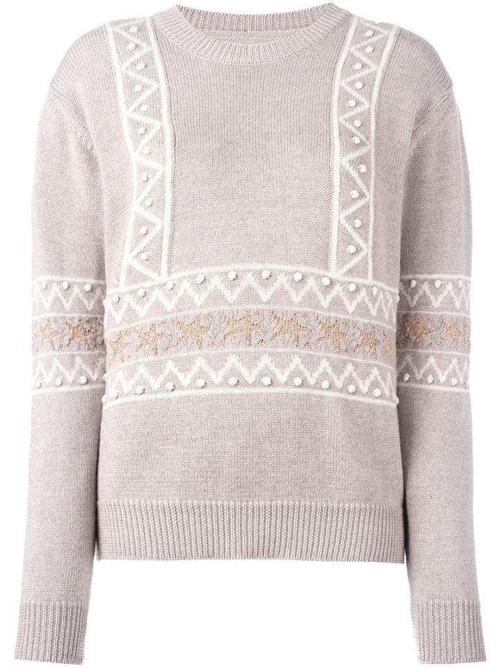 Chinti And Parker Star Intarsia Sweater, Women's, Size: Xs, Nude/neutrals, Merino