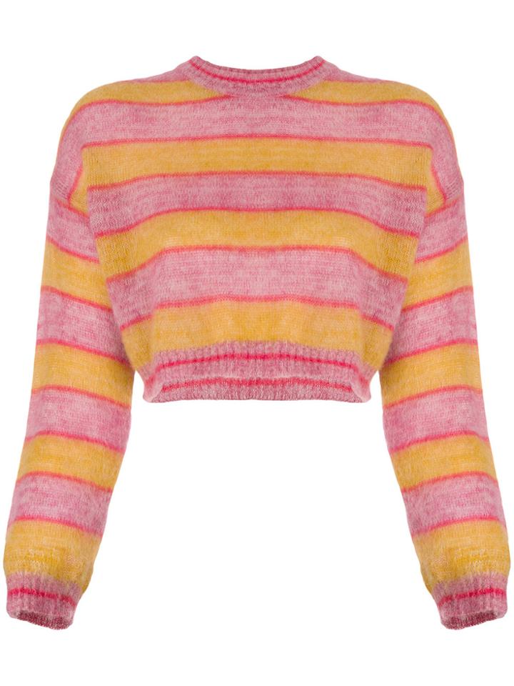Alberta Ferretti Cropped Design Sweater - Yellow & Orange