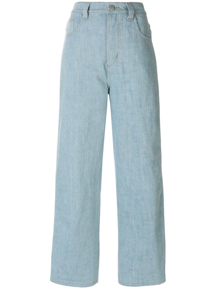 Koché Stripe Detail Wide Leg Jeans - Blue