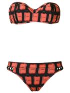 Amir Slama Printed Strapless Bikini Set - Black