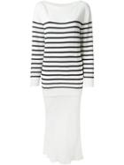 T By Alexander Wang Striped Knit Layered Dress, Women's, Size: 4, White, Cotton/silk