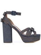 Tabitha Simmons Platform Bow Sandals - Blue