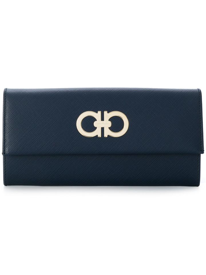 Salvatore Ferragamo Double Gancio Continental Wallet - Blue
