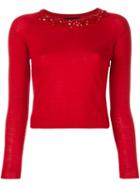 Simone Rocha Embellished Neck Jumper, Women's, Size: Small, Red, Silk/cashmere/merino