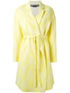 Rochas Woven Belt Coat, Women's, Size: 40, Yellow/orange, Cotton/polyamide/silk