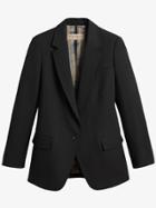 Burberry Topstitch Detail Tailored Wool Jacket - Black