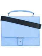 Pb 0110 - Foldover Satchel - Women - Calf Leather - One Size, Blue, Calf Leather