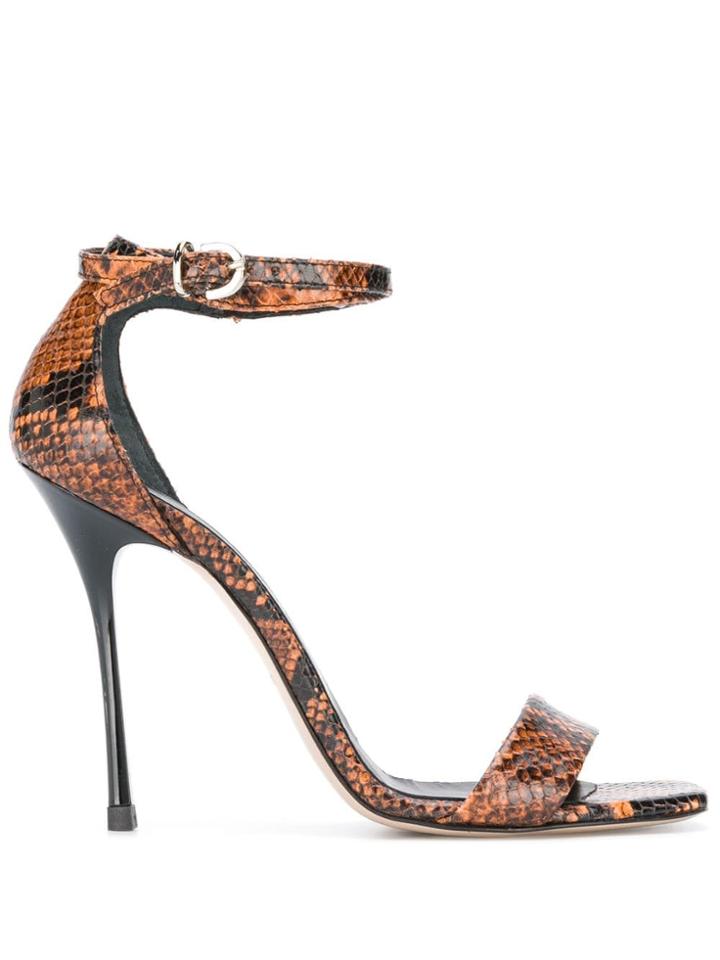 Marc Ellis Animalier Snakeskin Effect Sandals - Brown