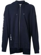 Maison Mihara Yasuhiro Embroidered Zipped Hoodie, Men's, Size: 46, Blue, Cotton