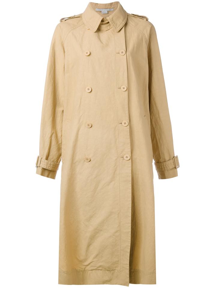 Stella Mccartney - Double Breasted Trench Coat - Women - Polyamide - 38, Nude/neutrals, Polyamide