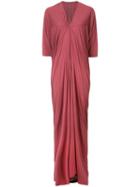 Rick Owens Lilies - V-neck Maxi Dress - Women - Cotton/polyamide/viscose - 38, Red, Cotton/polyamide/viscose