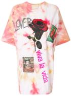 Night Market Tie-dye Slogan T-shirt - Pink & Purple