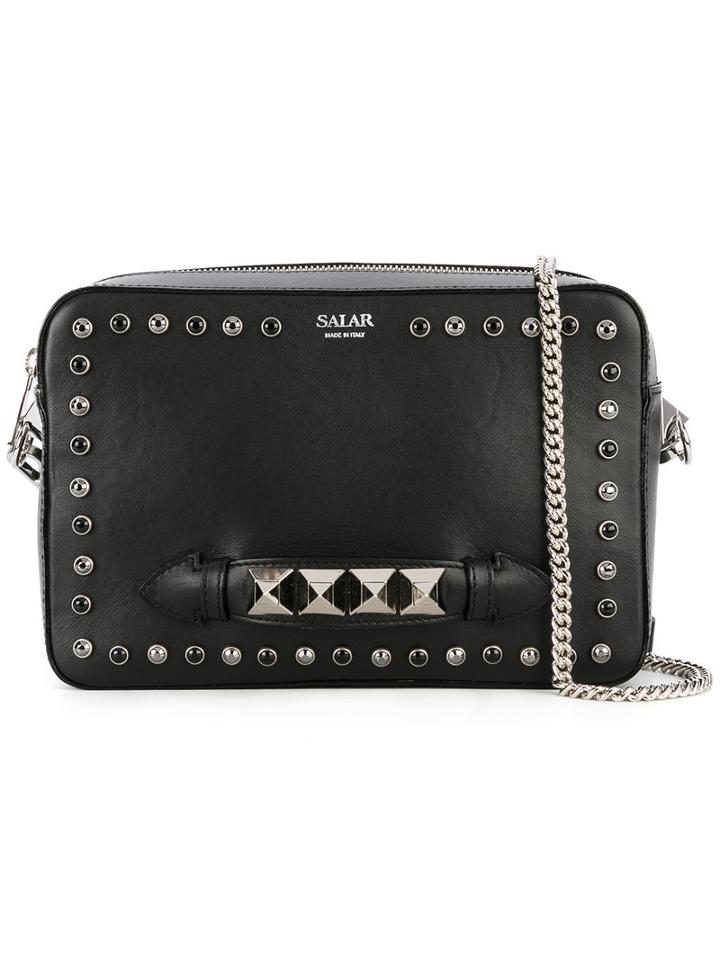 Salar - Studded Shoulder Bag - Women - Cotton/calf Leather/metal - One Size, Black, Cotton/calf Leather/metal