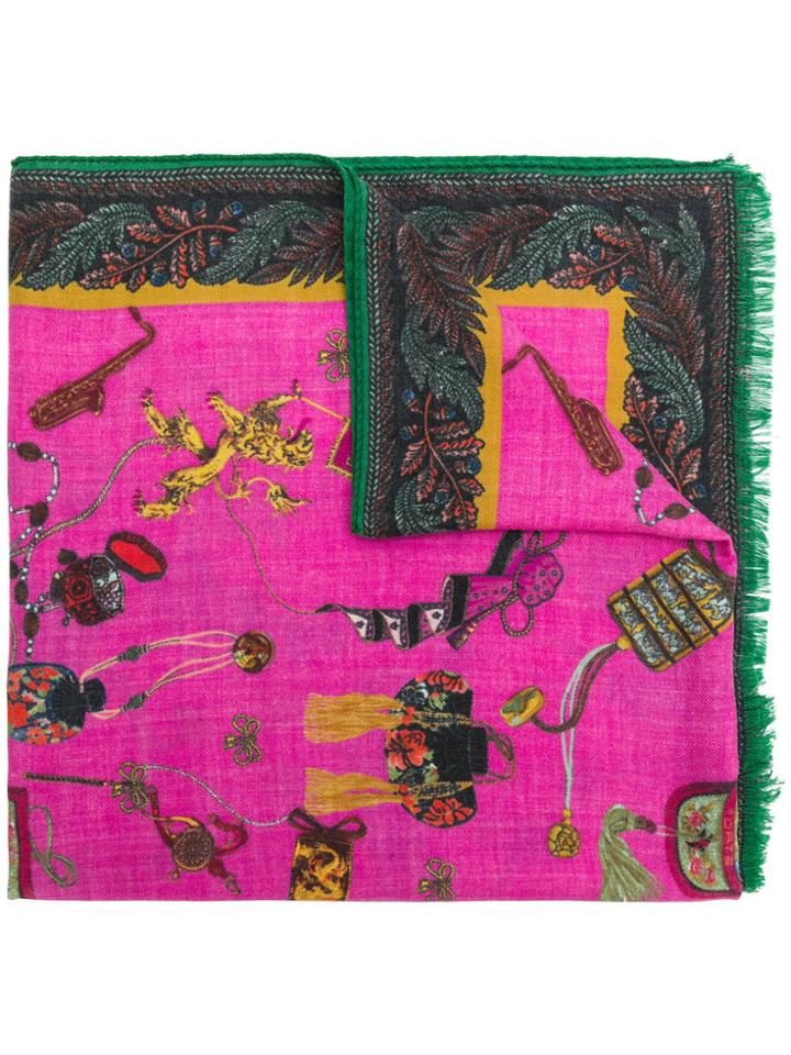 Etro Trinket Print Scarf - Pink & Purple