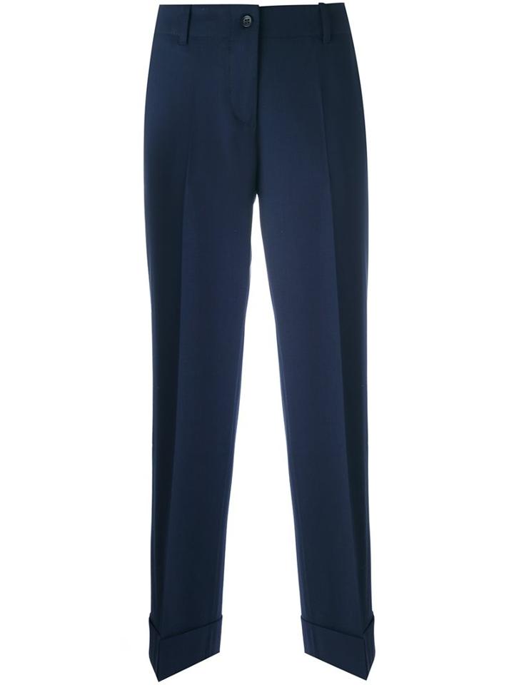 Alberto Biani Tailored Cropped Trousers, Women's, Size: 44, Blue, Cotton/spandex/elastane/virgin Wool