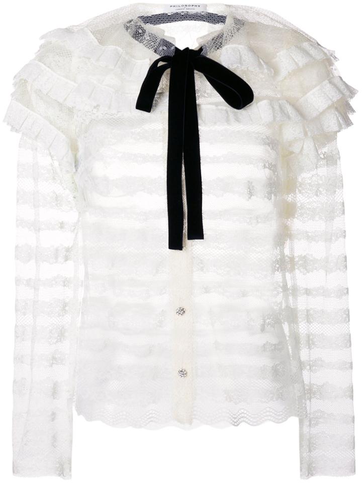 Philosophy Di Lorenzo Serafini Tie-neck Ruffled Blouse - White