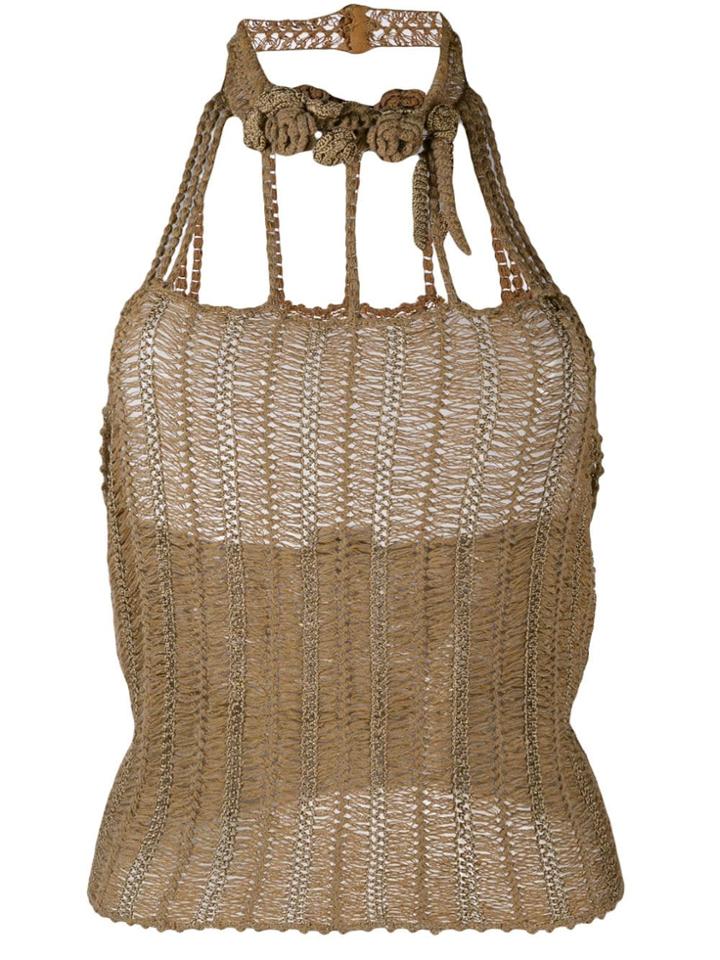 Chanel Pre-owned Woven Halterneck Top - Brown