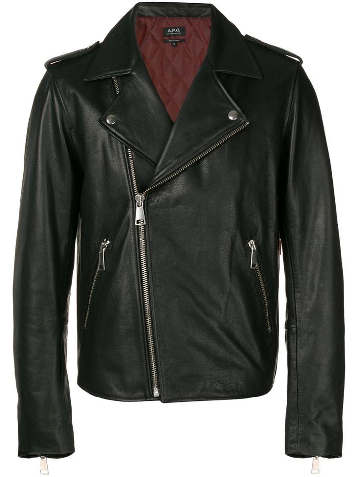A.p.c. Zipped Leather Jacket - Black