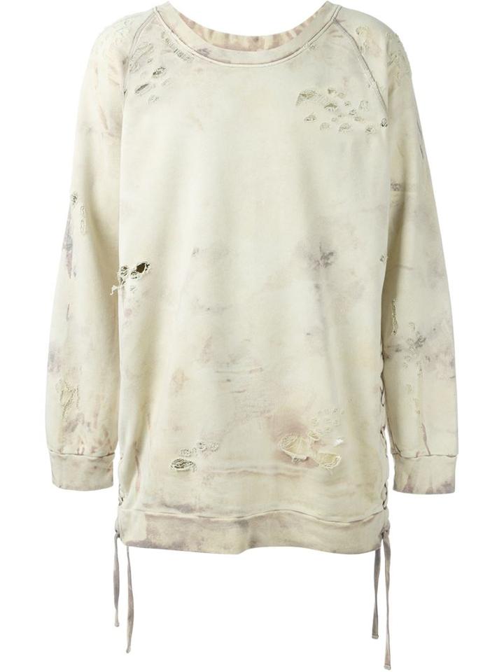 Faith Connexion Distressed Longline Sweatshirt, Men's, Size: Medium, Yellow/orange, Cotton