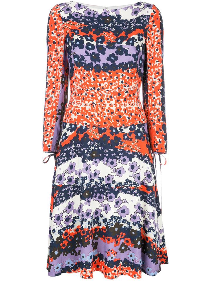 Lela Rose Floral Long-sleeve Midi Dress - Multicolour