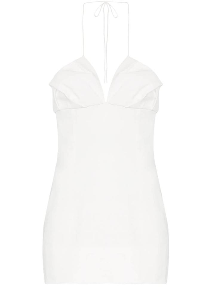 Jacquemus Fitted Halterneck Low Back Dress - White