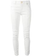 Pierre Balmain Ribbed Detail Cropped Jeans, Women's, Size: 27, White, Cotton/spandex/elastane