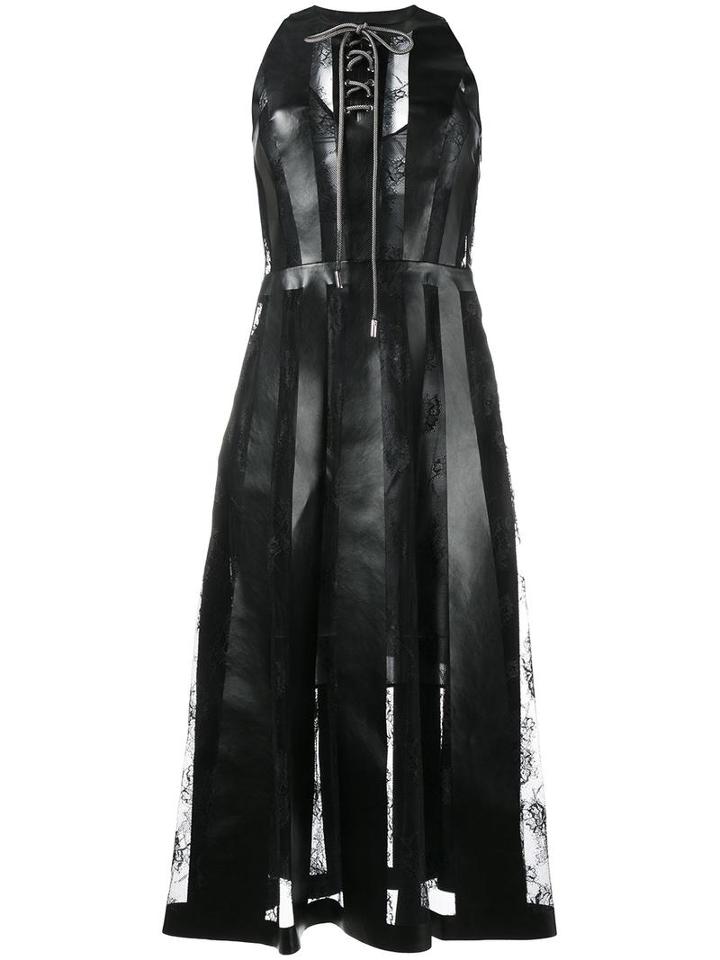 Christopher Kane Lace Insert Faux Leather Dress, Women's, Size: 40, Polyester