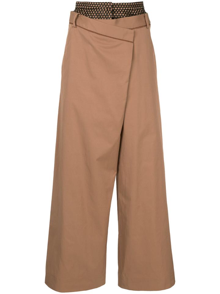 Aula Layered Wide-leg Trousers - Brown
