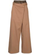 Aula Layered Wide-leg Trousers - Brown