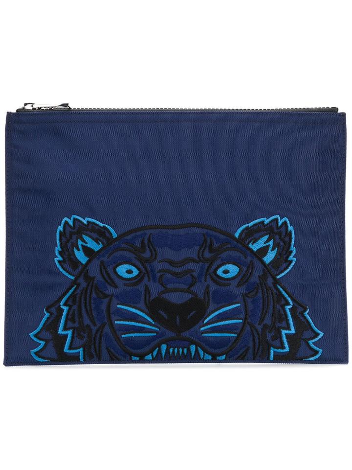 Kenzo Tiger Embroidered Clutch Bag - Blue