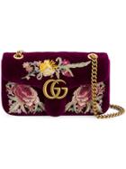 Gucci Gg Marmont Embroidered Shoulder Bag - Pink & Purple