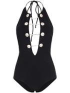 Alessandra Rich Rhinestone Embellished Swimsuit - Black