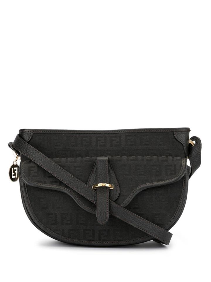 Fendi Pre-owned Zucchino Pattern Shoulder Bag - Black