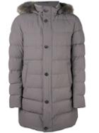Herno Fur-trimmed Padded Coat, Men's, Size: 54, Grey, Polyester/polyamide/feather Down