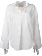 Erika Cavallini Striped Shirt, Women's, Size: 42, White, Silk/cotton