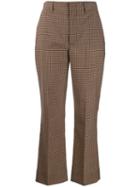 Prada Checked Kickflare Trousers - Brown