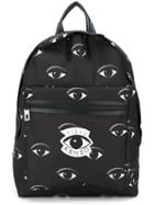 Kenzo Sac À Dos Eyes Backpack, Black, Nylon/calf Leather