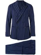 Gabriele Pasini Pinstripe Two Piece Suit, Men's, Size: 48, Blue, Nylon/spandex/elastane/wool/viscose