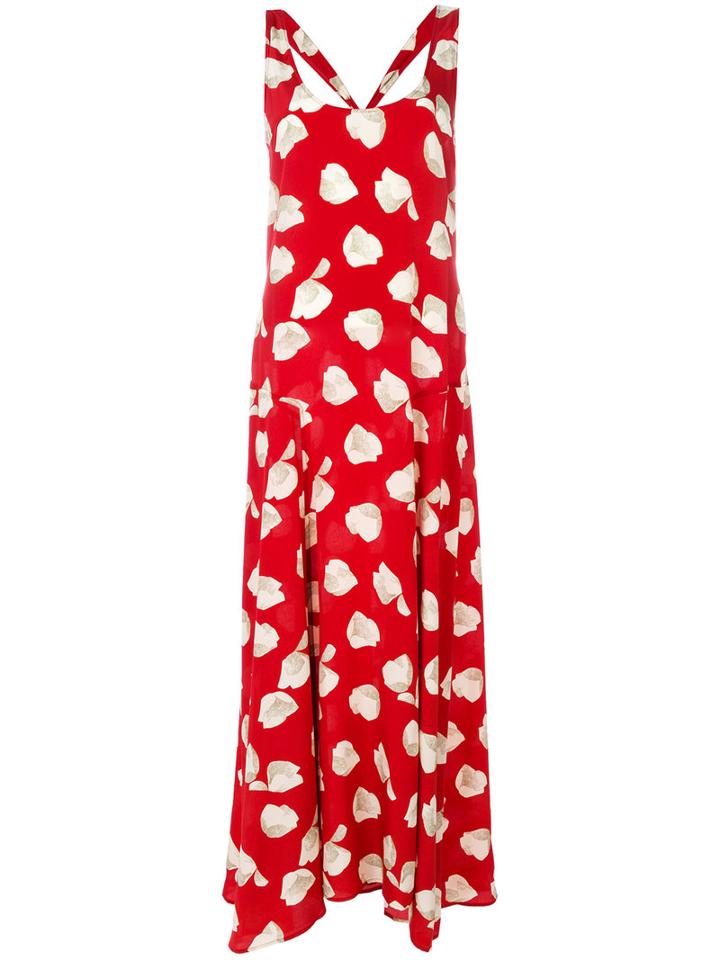 Theory - Floral Print Maxi Dress - Women - Silk - 6, Red, Silk