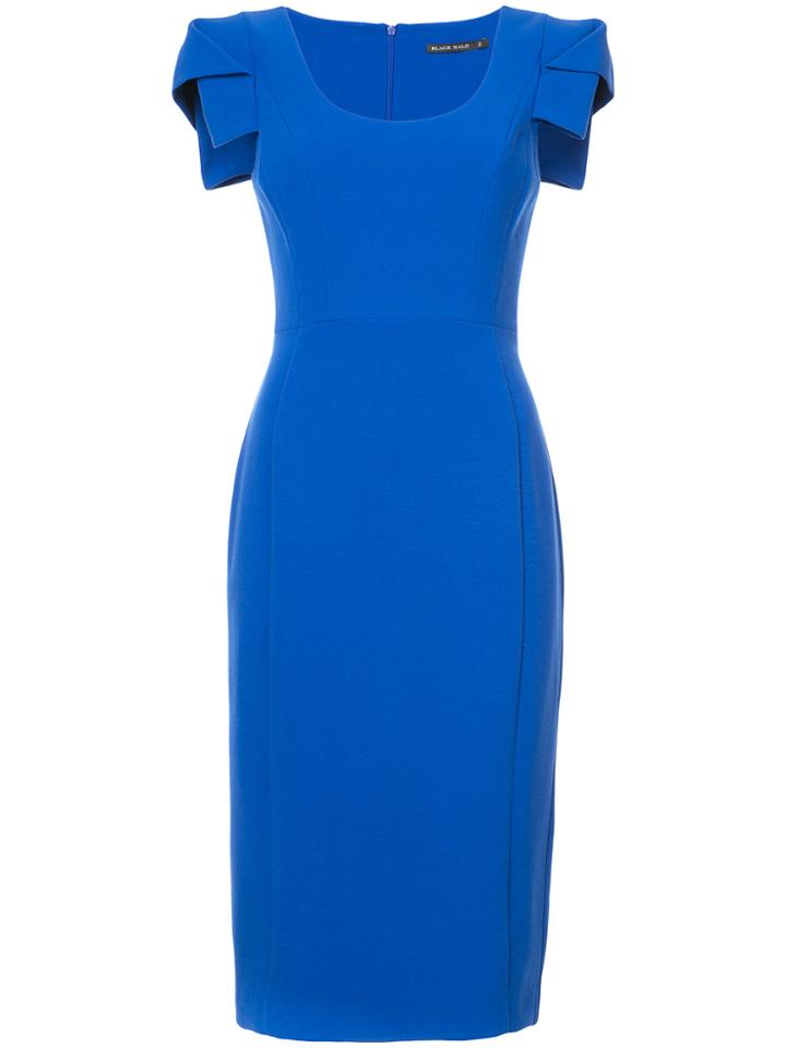 Black Halo Sleeve Detail Fitted Dress - Blue