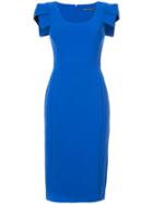 Black Halo Sleeve Detail Fitted Dress - Blue