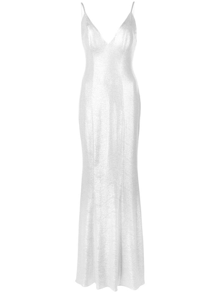 Aidan Mattox Metallic Evening Dress - Silver