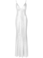 Aidan Mattox Metallic Evening Dress - Silver