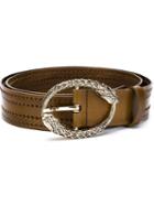 Roberto Cavalli Braided Snake Buckle Belt, Men's, Size: Medium, Brown, Bos Taurus