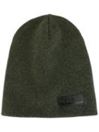 Dsquared2 Ribbed Knit Patch Hat, Men's, Green, Wool